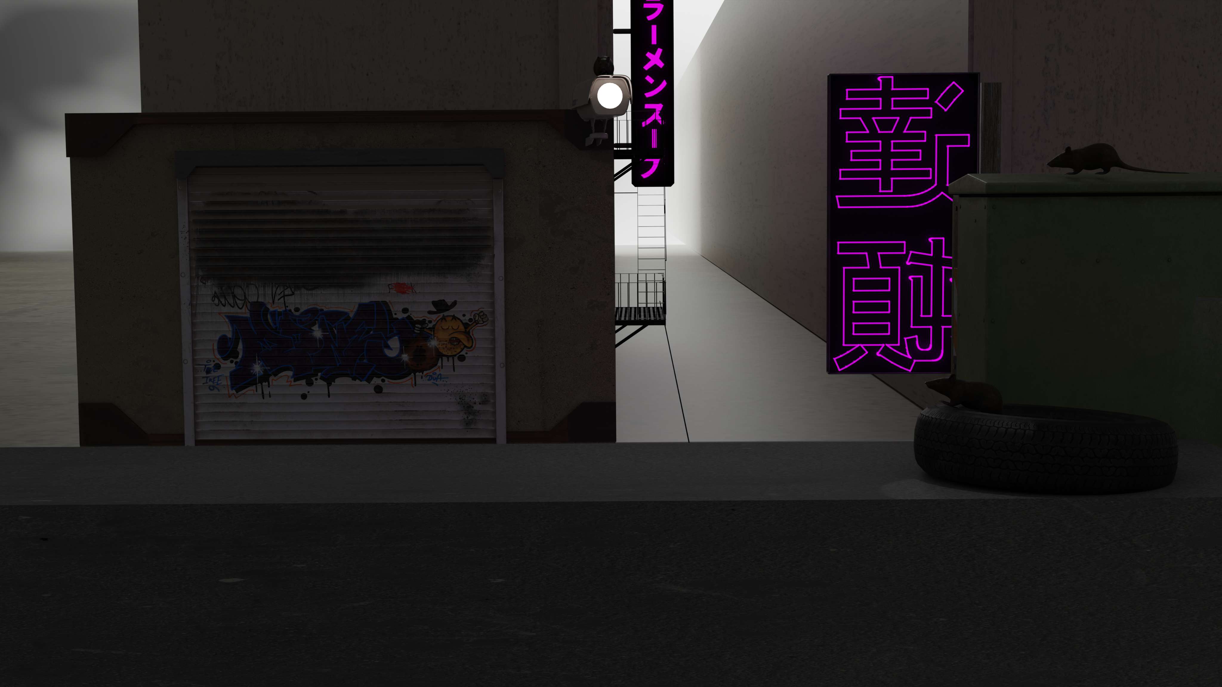 Abandoned foggy alleyway