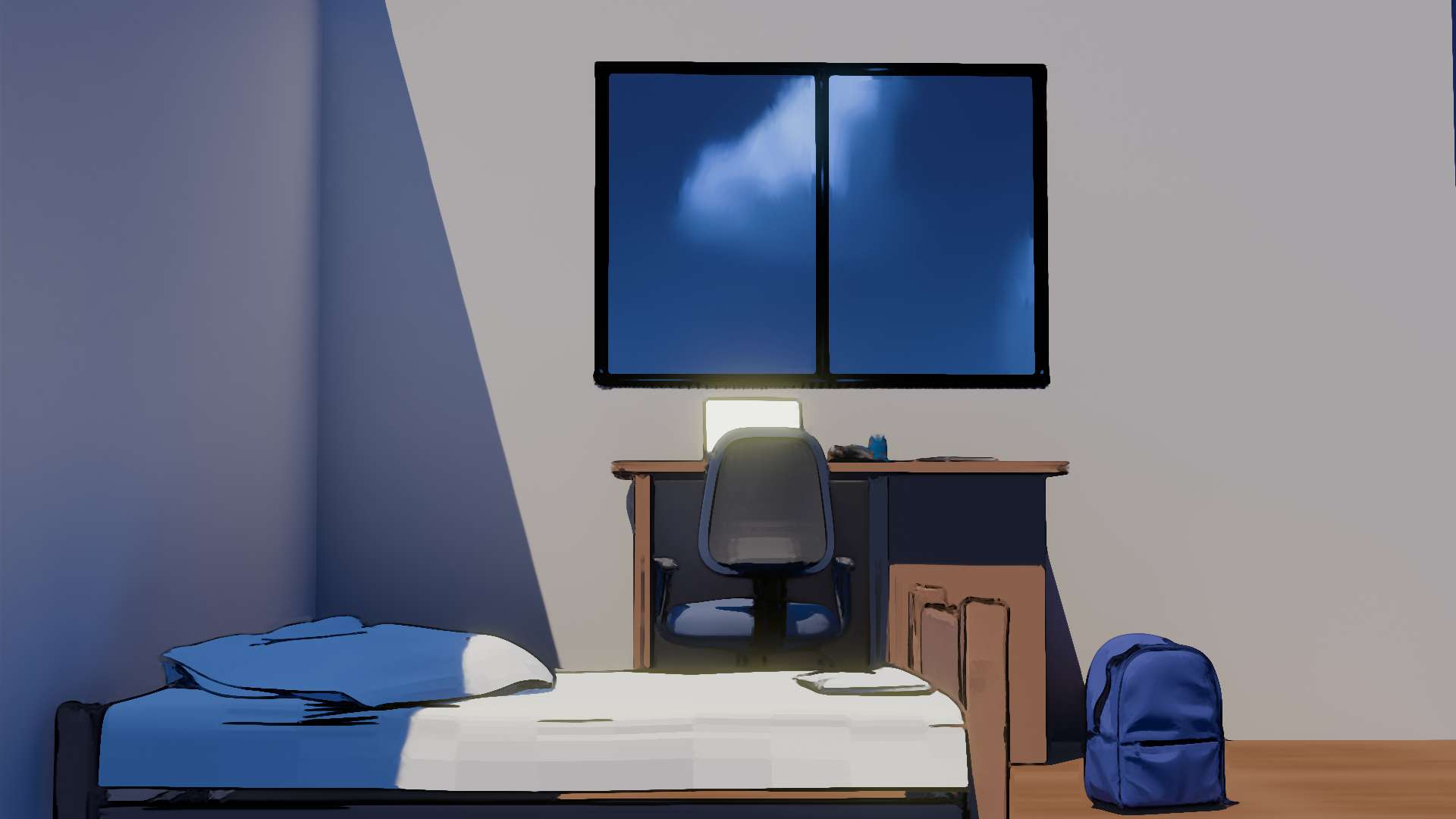 Anime bedroom interior